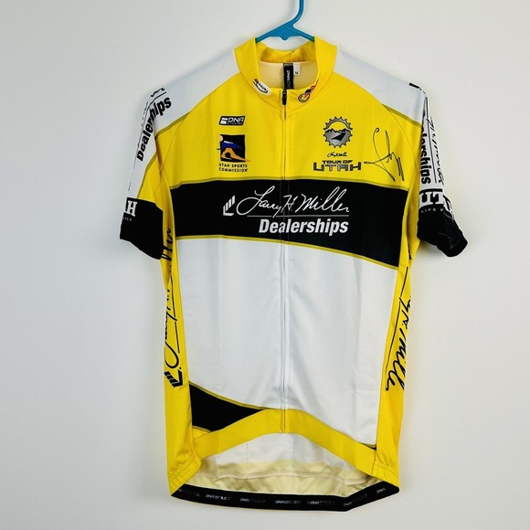Tour of Utah Cycling Jersey Autographed Medium DNA Larry H Miller Race Sports - Picture 1 of 8